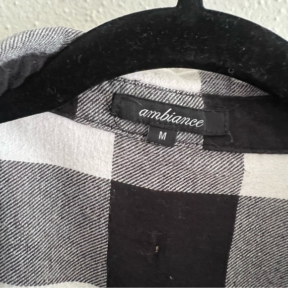 Ambiance Button Down Black and White Buffalo Plaid Shirt - Picture 3 of 4